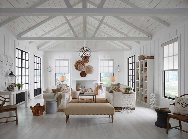 Rustic, white living room